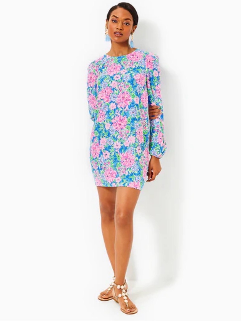 Lilly Pulitzer Alyna Long Sleeve Dress Multi Spring In Your Step Size 10
